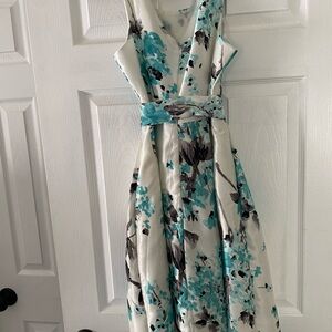 Jessica Howard Floral Midi Dress - Teal and Black